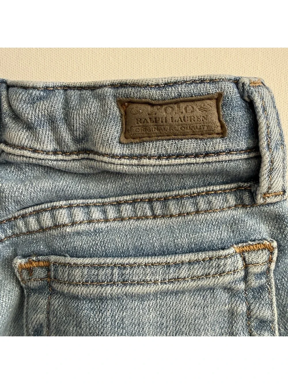 Polo Ralph Lauren Tompkins HR Skinny Jeans Girls Size 5 Distressed Light Wash